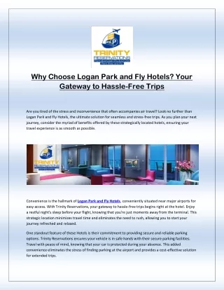 Why Choose Logan Park and Fly Hotels? Your Gateway to Hassle-Free Trips
