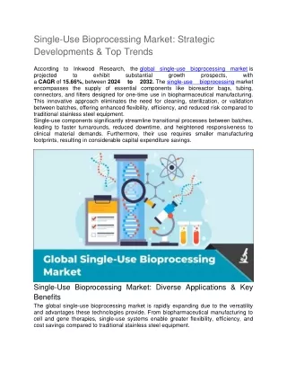 Single-Use Bioprocessing Market: Strategic Developments & Top Trends
