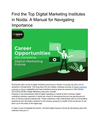 Find the Top Digital Marketing Institutes in Noida A Manual for Navigating Importance