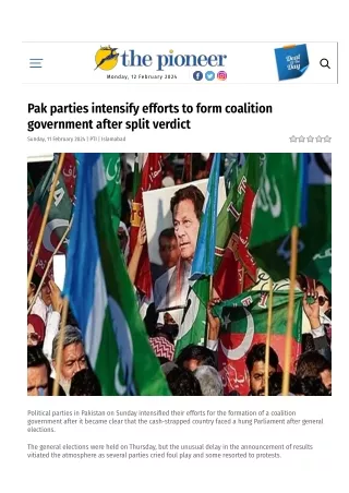 Pak parties intensify efforts to form coalition government after split verdict