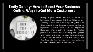 Emily Dunlay- How to Boost Your Business Online: Ways to Get More Customers!