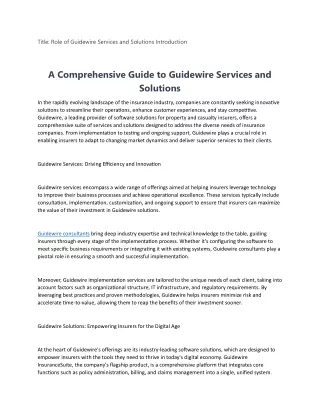 Guidewire Staffing Solution in India empowering Growth|Guidewire Insurance Suite