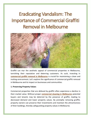 Eradicating Vandalism: The Importance of Commercial Graffiti Removal in Melbourn