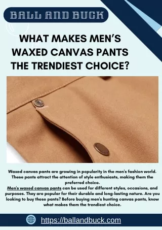 Durable Style Men's Waxed Canvas Pants