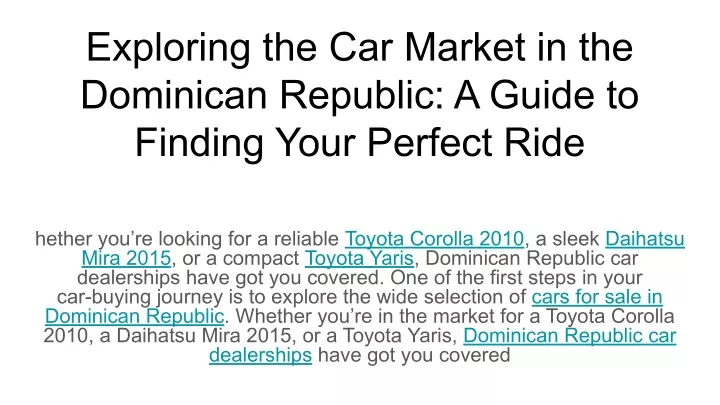 exploring the car market in the dominican