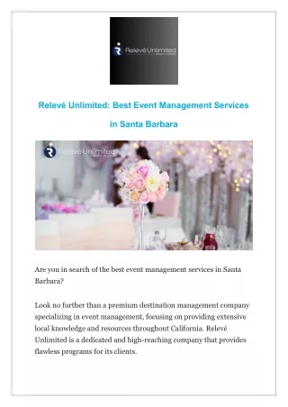 Relevé Unlimited: Best Event Management Services in Santa Barbara