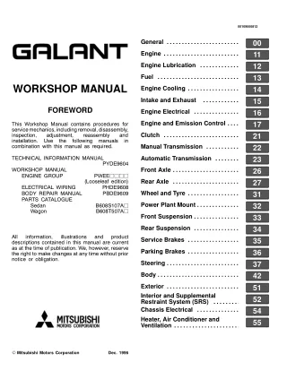 2003 Mitsubishi Galant Service Repair Manual
