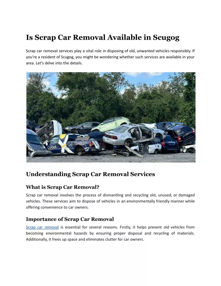 is scrap car removal available in scugog