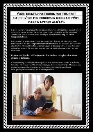 Home Care Help for Seniors