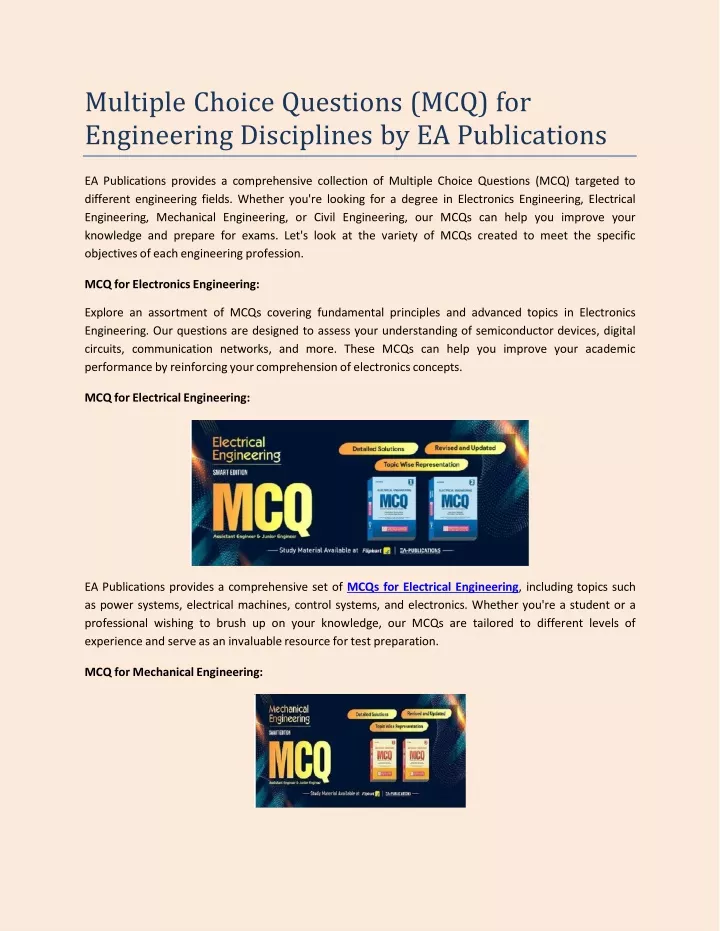 multiple choice questions mcq for engineering disciplines by ea publications