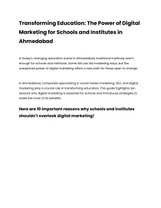 Transforming Education: The Power of Digital Marketing for Schools and Institute
