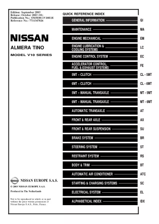2003 Nissan Almera Service Repair Manual