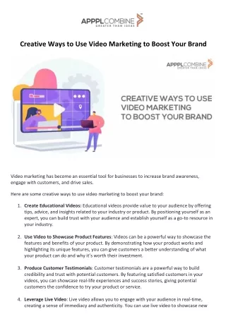 creative ways to use video marketing to boost