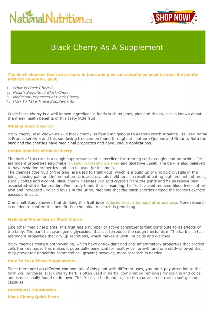 black cherry as a supplement