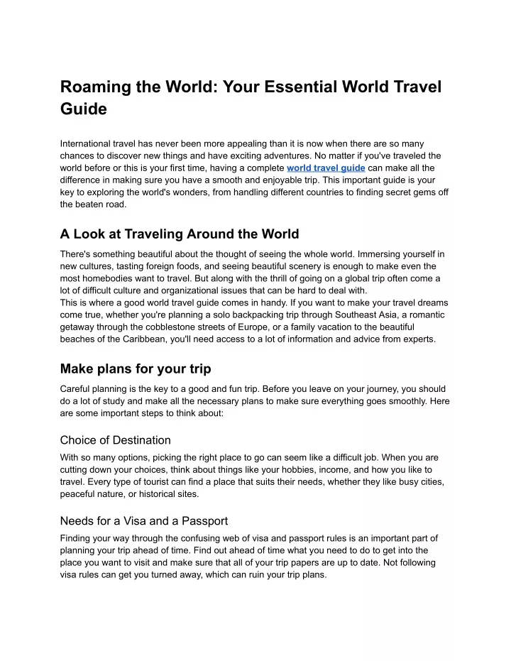 roaming the world your essential world travel