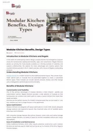 Modular Kitchen Benefits, Design Types