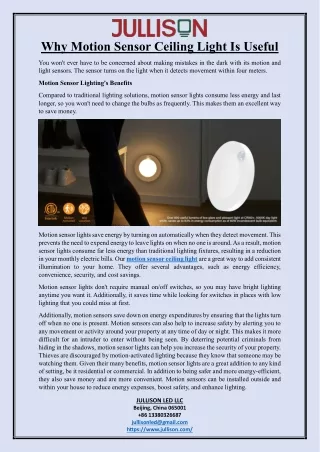 Why Motion Sensor Ceiling Light Is Useful