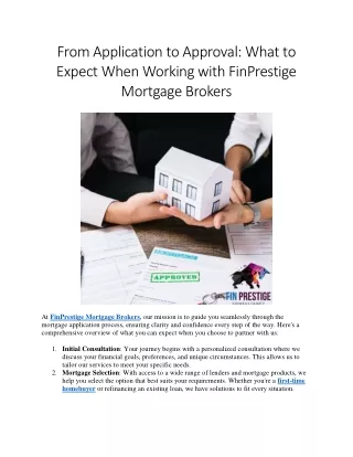 From Application to Approval- What to Expect When Working with FinPrestige Mortgage Brokers