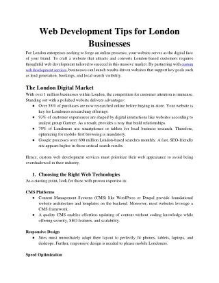 Web Development Tips for London Businesses