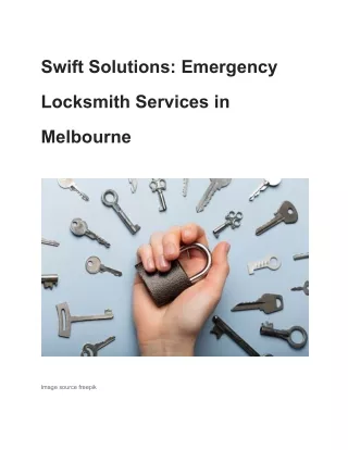 Swift Solutions_ Emergency Locksmith Services in Melbourne