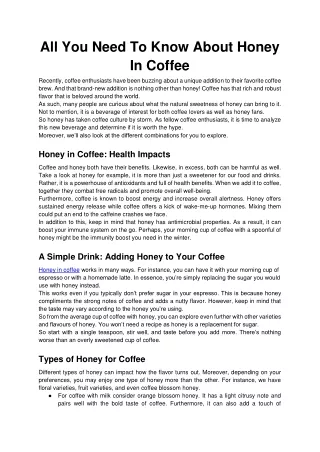 All You Need To Know About Honey In Coffee