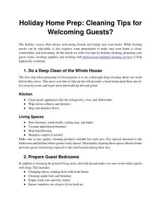 Holiday Home Prep Cleaning Tips for Welcoming Guests