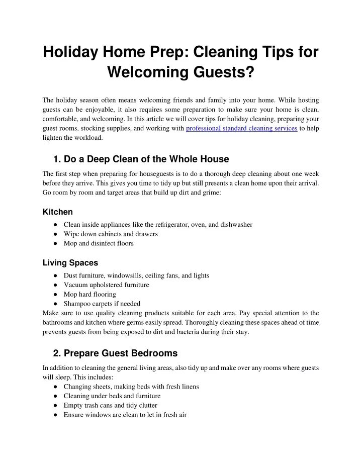 holiday home prep cleaning tips for welcoming