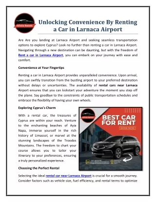 Unlocking Convenience By Renting a Car in Larnaca Airport