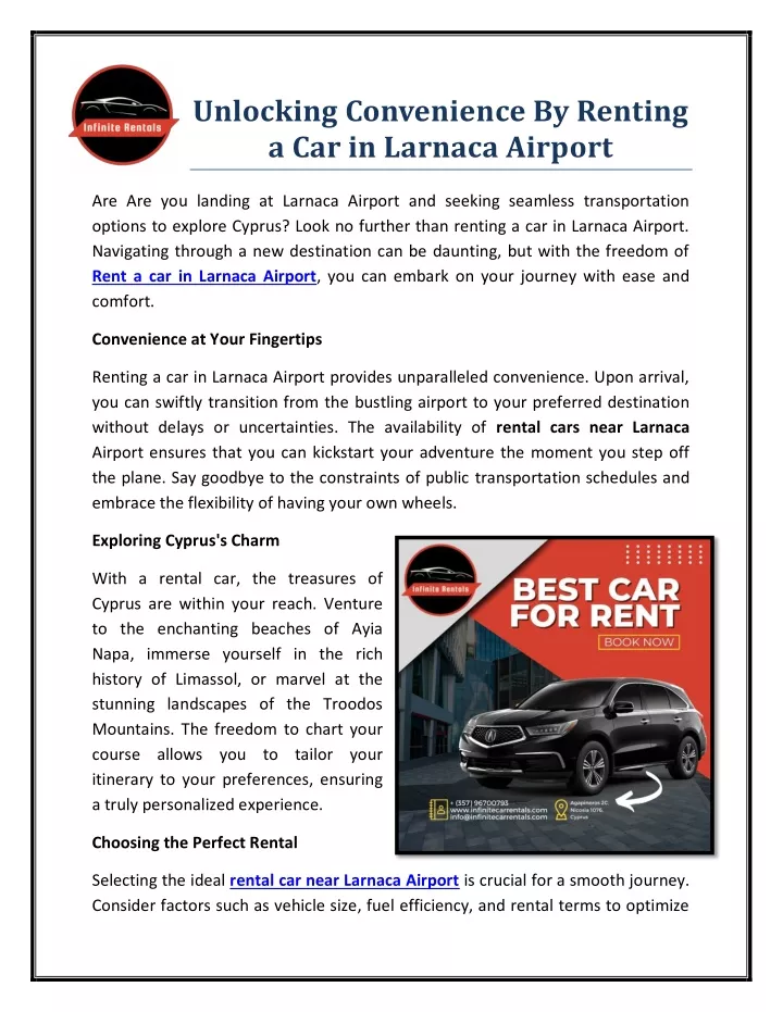 unlocking convenience by renting a car in larnaca