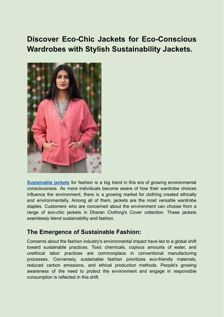 discover eco chic jackets for eco conscious