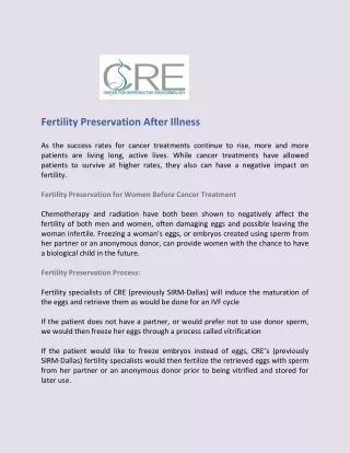 Egg Freezing Banking and Fertility Preservation in Dallas, Texas - Center for Reproductive Endocrinology