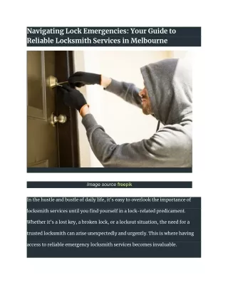 Navigating Lock Emergencies_ Your Guide to Reliable Locksmith Services in Melbourne