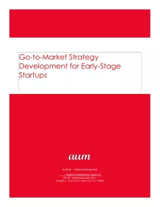 Go-to-Market Strategy Development for Early-Stage Startups