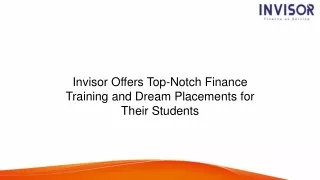 Invisor Offers Top-Notch Finance Training and Dream Placements for Their Students