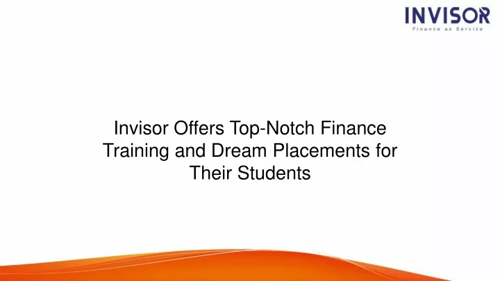 invisor offers top notch finance training