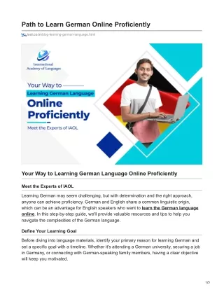 Your Way to Learning German Language Online Proficiently