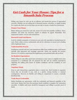 Tips for a Smooth Sale Process for Your House