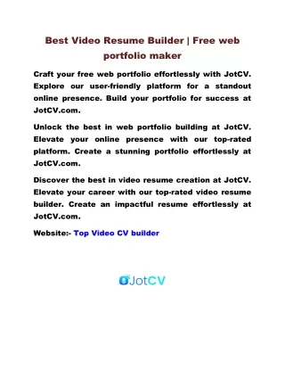 Best Video Resume Builder | Free web portfolio maker