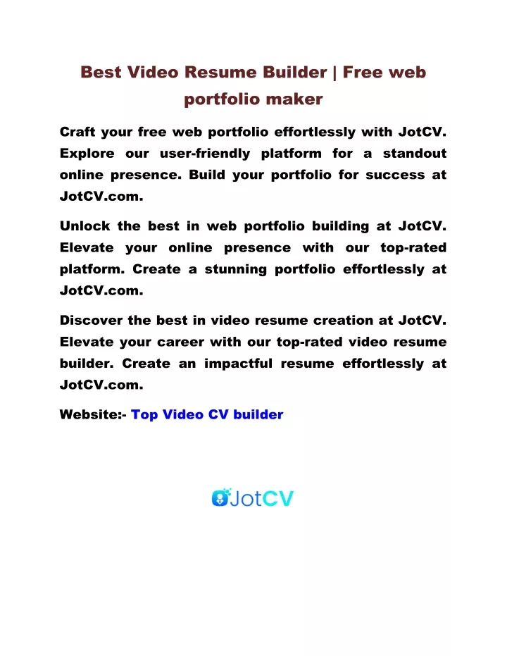best video resume builder free web portfolio maker