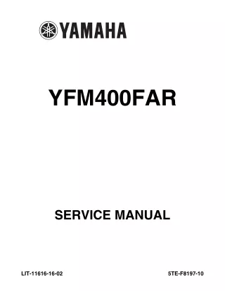 2003 Yamaha YFM400FAR Kodiak 4x4 Ultramatic Service Repair Manual