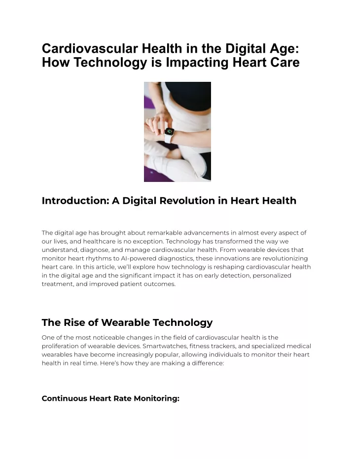 cardiovascular health in the digital