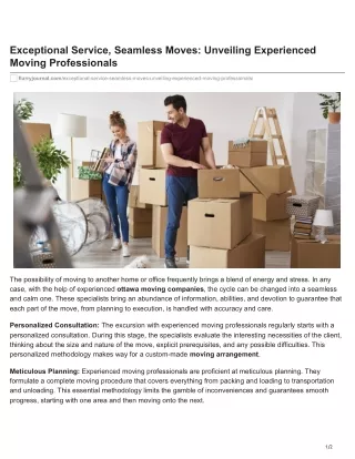 Seamless Relocation: The Mark of Moving Professionals