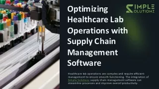 Optimizing Healthcare Lab Operations with Supply Chain Management Software