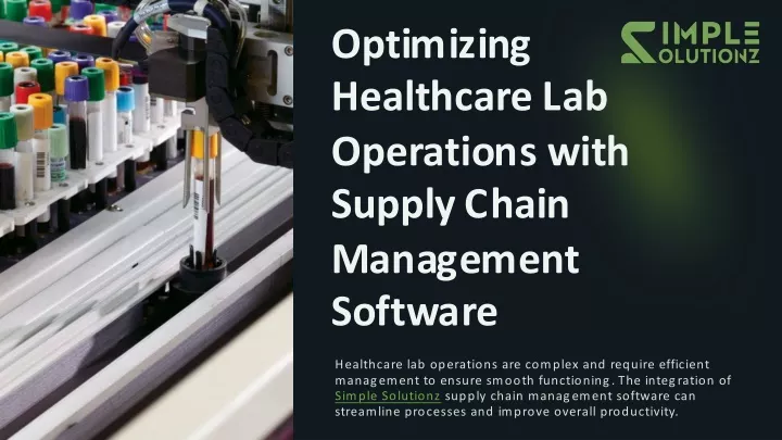 optimizing healthcare lab operations with supply
