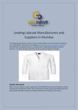 Leading Labcoat Manufacturers and Suppliers in Mumbai
