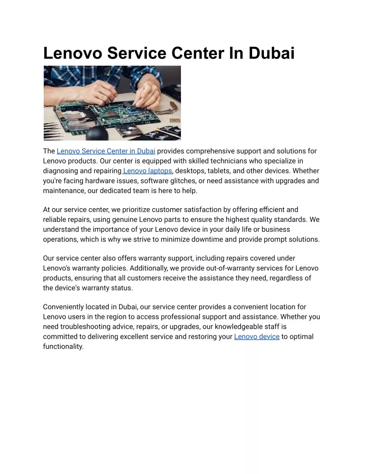 lenovo service center in dubai