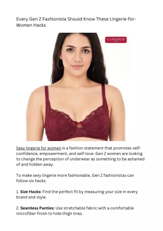 Every Gen Z Fashionista Should Know These Lingerie-for-Women Hacks