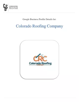 Colorado Roofing Company