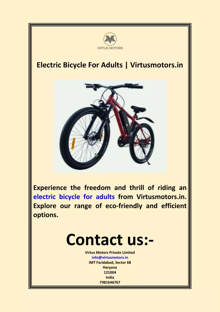 electric bicycle for adults virtusmotors in