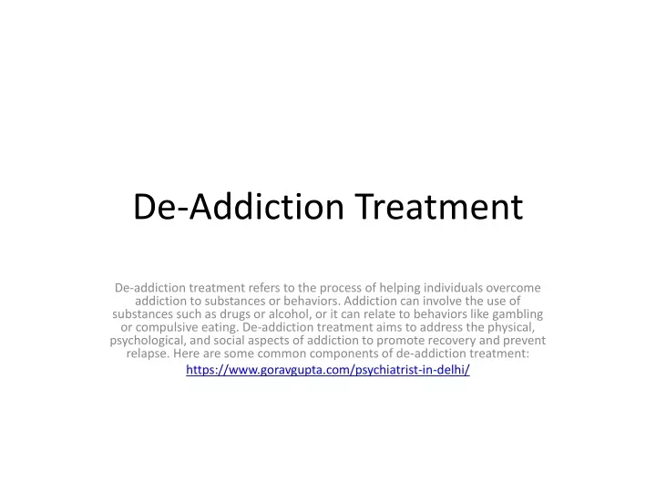 de addiction treatment